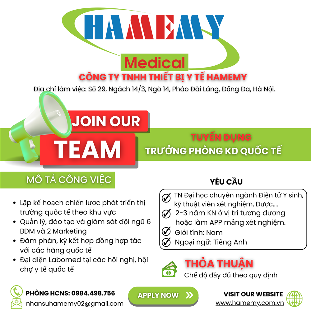 TUYỂN DỤNG TRƯỞNG PHÒNG KINH DOANH QUỐC TẾ 